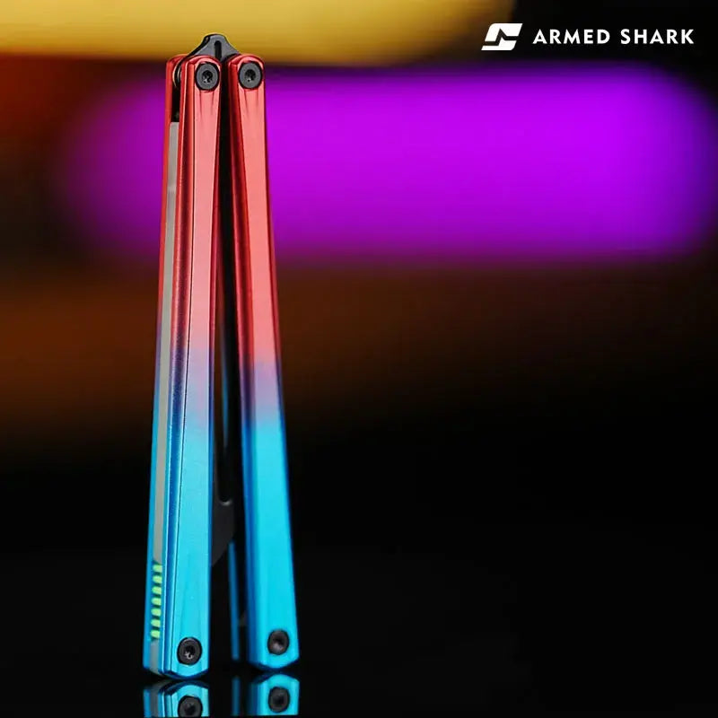 Armed Shark Eureka Balisong Trainer - G10 Sandwich Butterfly Trainer Knife with Glow Pin