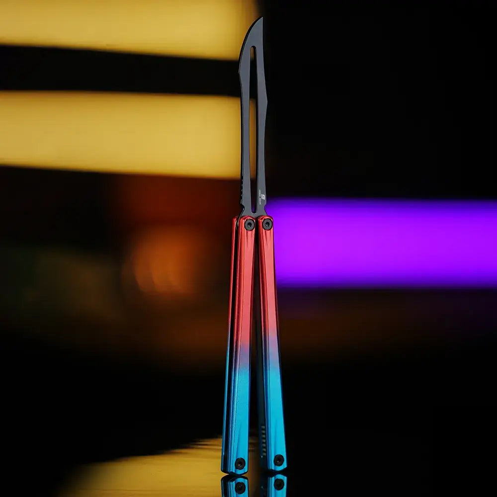 Armed Shark Eureka Balisong Trainer - G10 Sandwich Butterfly Trainer Knife with Glow Pin