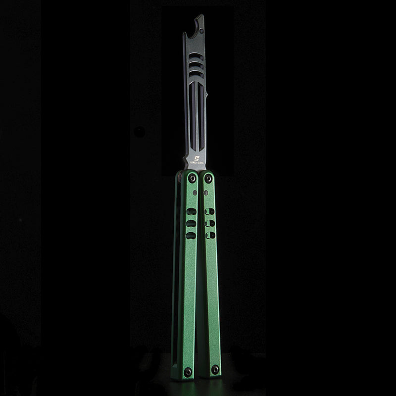 Bottle Opener Balisong Trainer - Armed Shark Inked Mako Butterfly Knife Gradient Flipper
