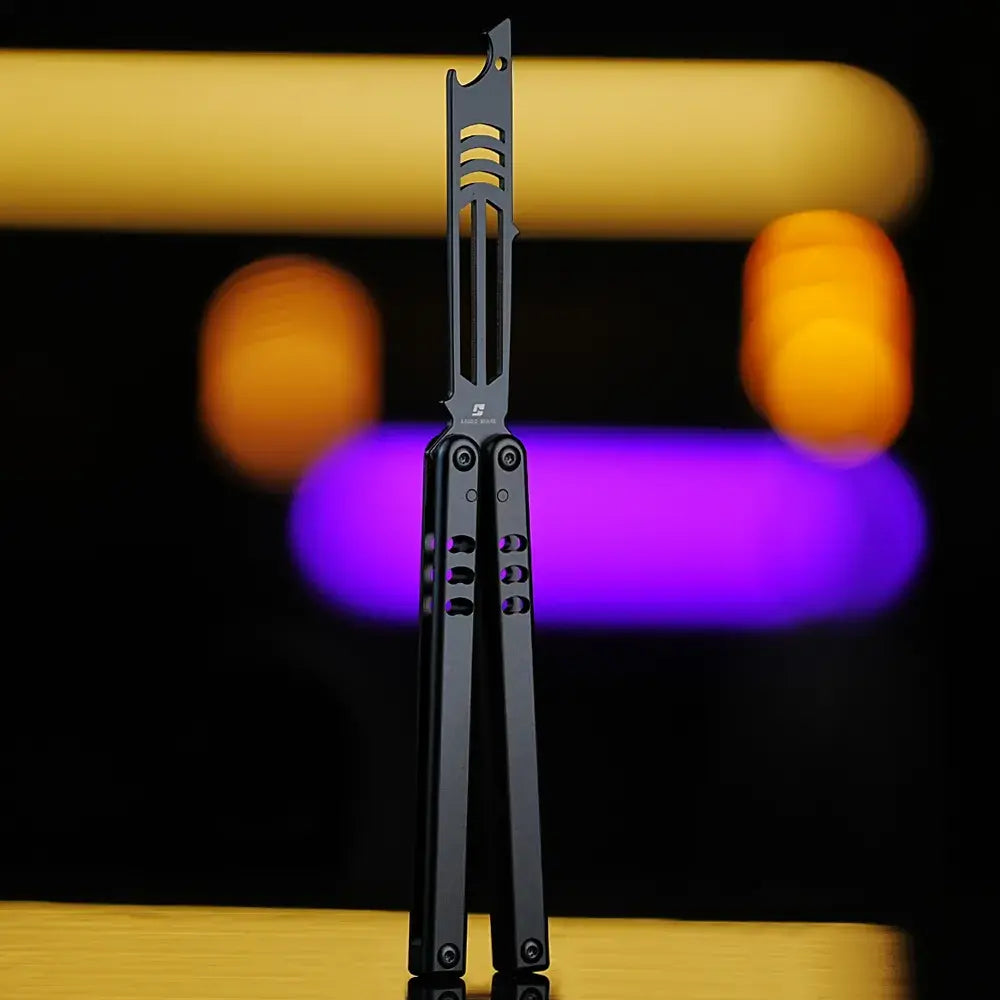 Bottle Opener Balisong Trainer - Armed Shark Inked Mako Butterfly Knife Gradient Flipper
