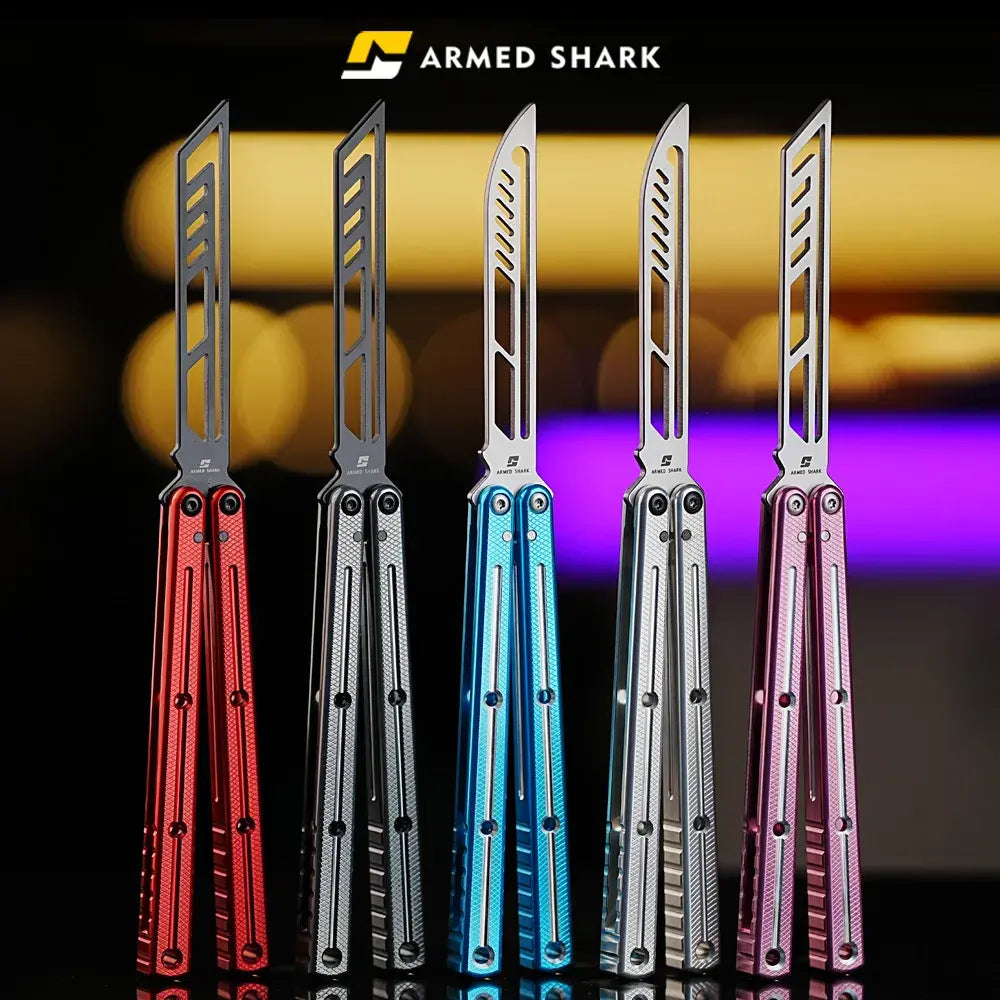 Balisong Trainer Krake Raken V3 - Armed Shark Butterfly Knife 7075 Aluminum 36 Colors