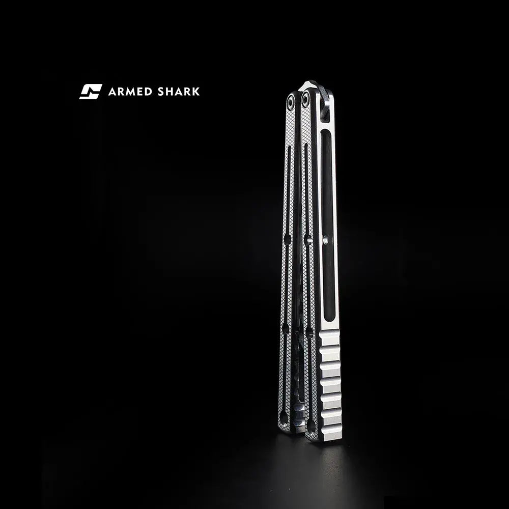 Krake Raken V3 Titanium Balisong Trainer - Armed Shark Premium Butterfly Knife Flipper