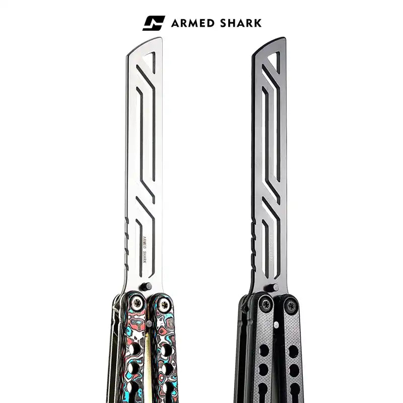 Nautilus V2 Balisong Trainer - Armed Shark 7075 Aluminum G10 Carbon Fiber Butterfly Knife