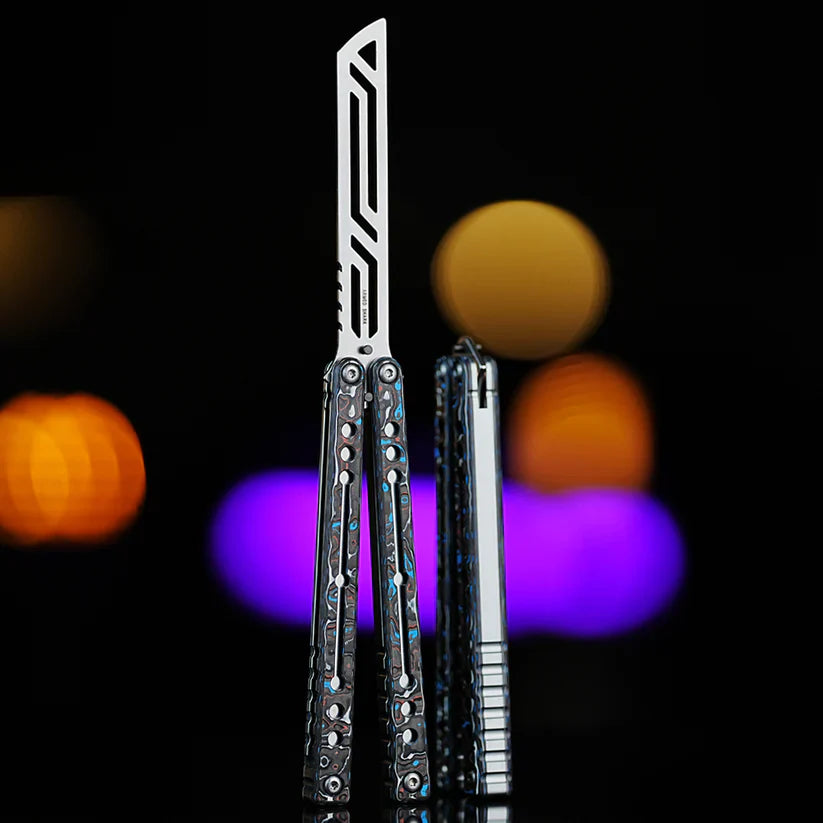 Nautilus V2 Balisong Trainer - Armed Shark 7075 Aluminum G10 Carbon Fiber Butterfly Knife