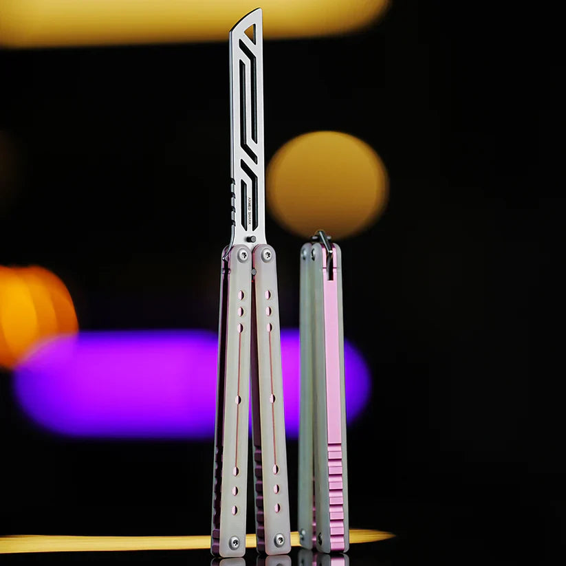 Nautilus V2 Balisong Trainer - Armed Shark 7075 Aluminum G10 Carbon Fiber Butterfly Knife