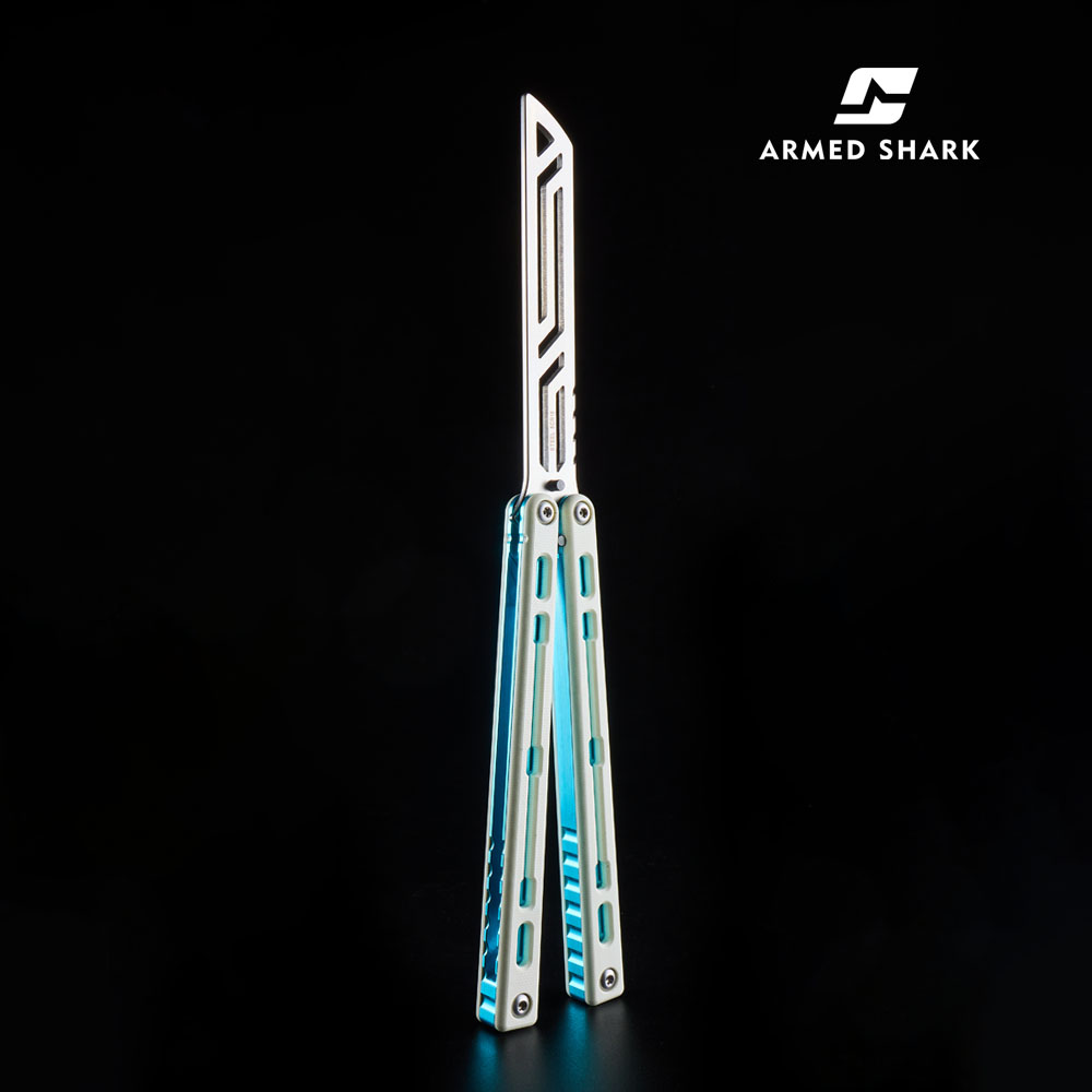 Nautilus V2 Balisong Trainer - Armed Shark 7075 Aluminum G10 Carbon Fiber Butterfly Knife