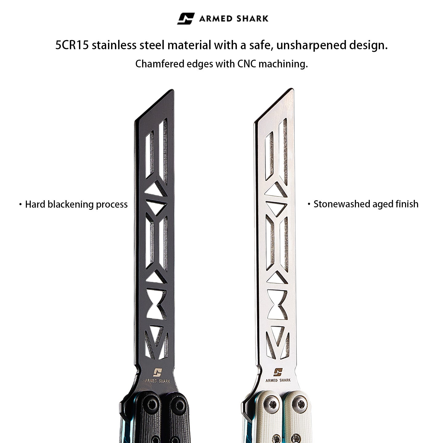 Balisong Trainer Butterfly Knife - Armed Shark REP V2 G10 Handle Flipper