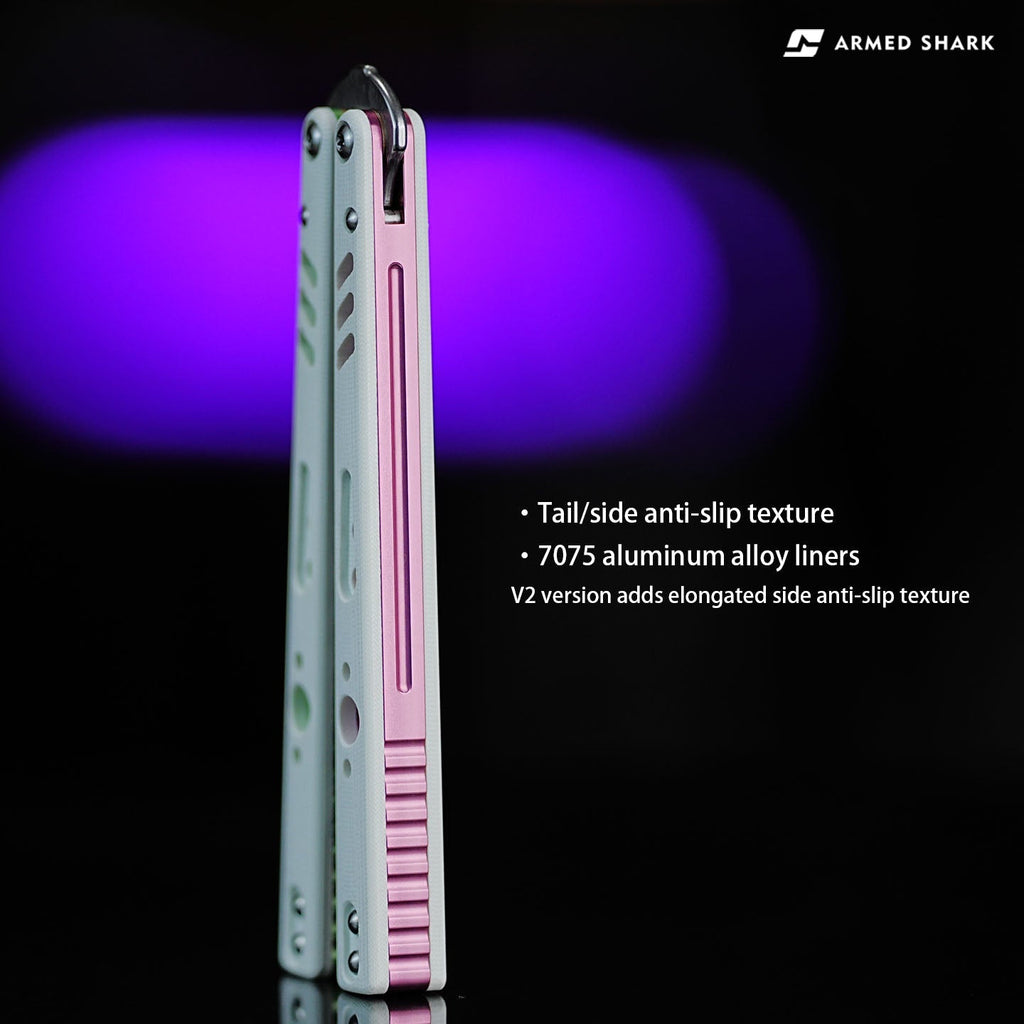 Balisong Trainer Butterfly Knife - Armed Shark REP V2 G10 Handle Flipper