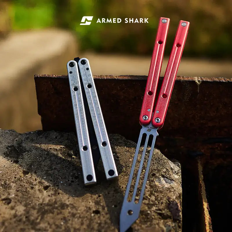 Squidtrainer V4 Balisong Trainer - Armed Shark 7075 Aluminum Butterfly Knife Flipper