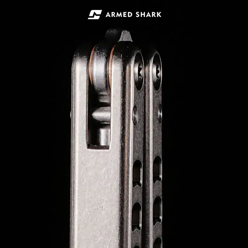 Inked Mako TC4 Titanium Balisong Trainer | Bottle Opener Butterfly Knife by Armed Shark
