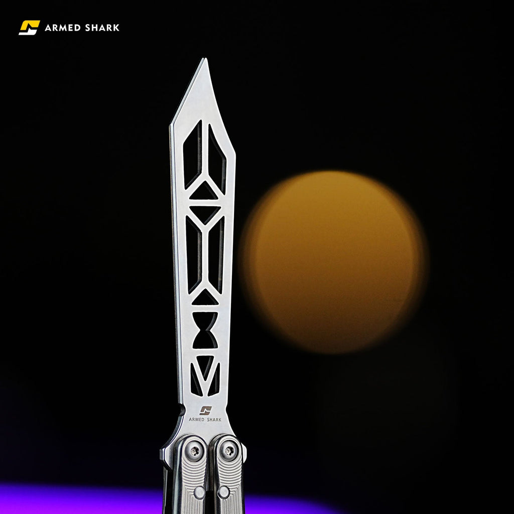 Titanium REP SE Balisong Trainer - Armed Shark Special Edition TC4 Butterfly Knife Flipper