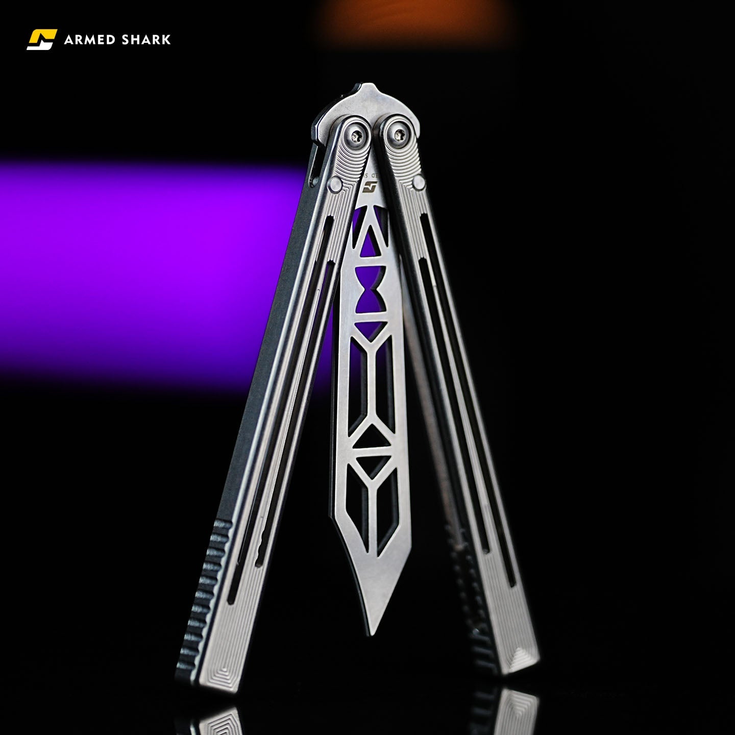 Titanium REP SE Balisong Trainer - Armed Shark Special Edition TC4 Butterfly Knife Flipper
