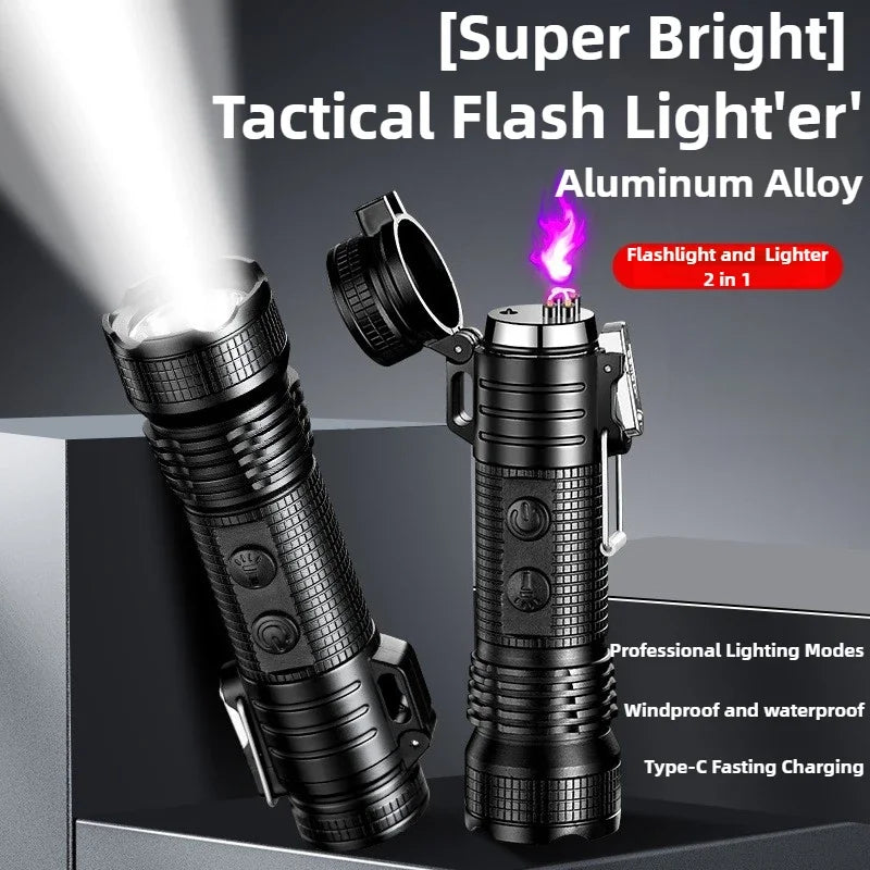 Triple-Thunder Dual Arc Plasma Lighter & LED Flashlight - Waterproof USB Rechargeable EDC