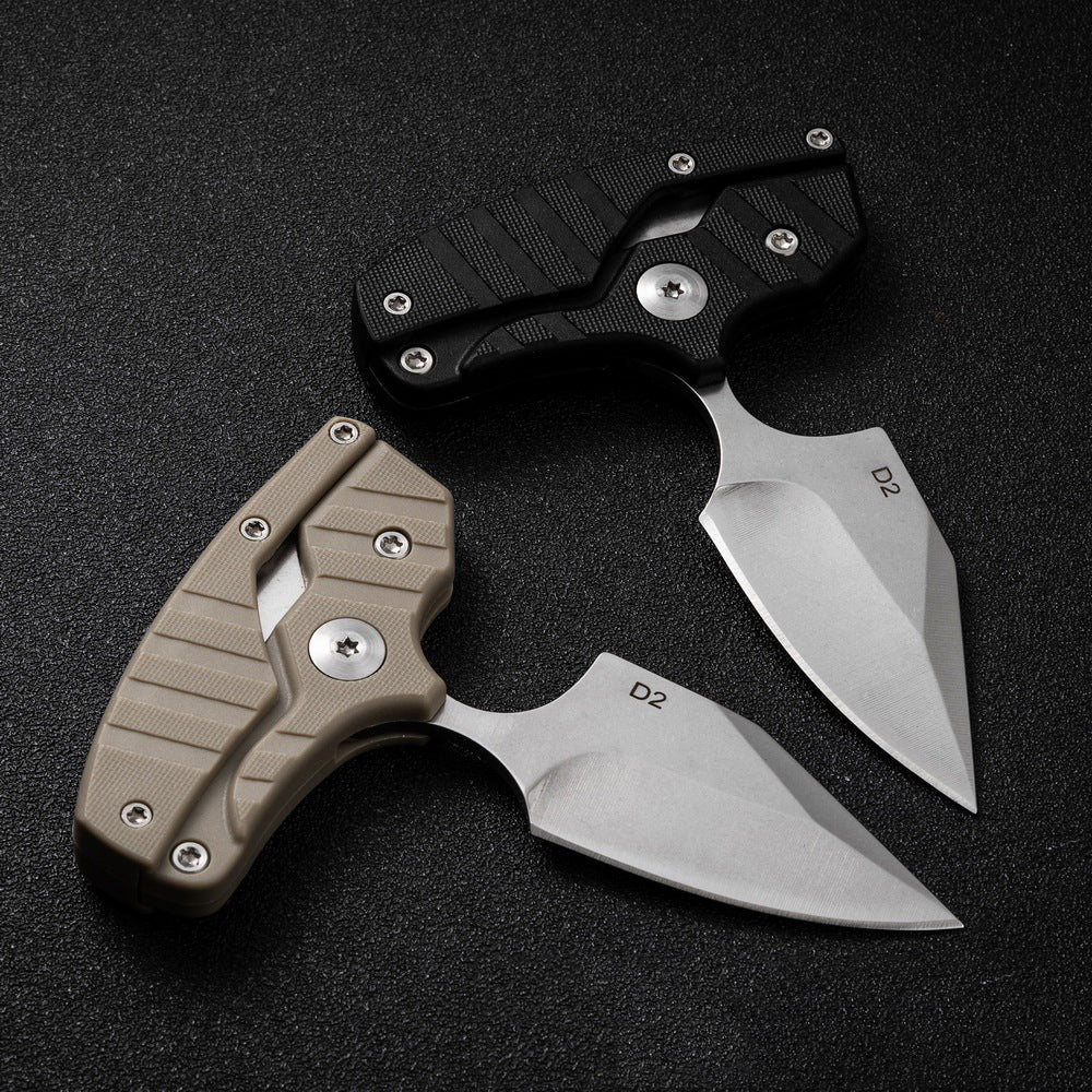 Folding Knife D2 Steel 2-in-1 Transformable Push Dagger EDC Tactical Self Defense