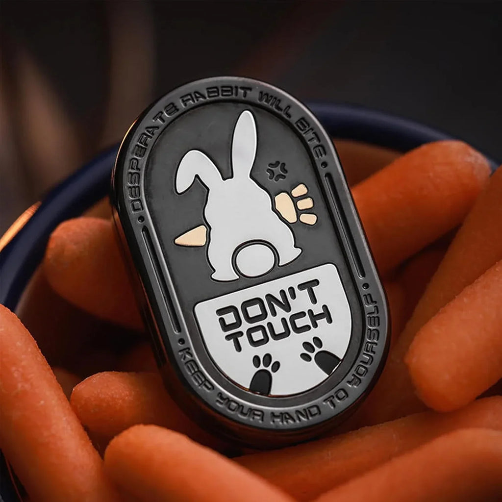 Fidget Slider Stainless Steel Bunny Engraving Ding Sound Multi-Directional EDC Stress Relief ADHD
