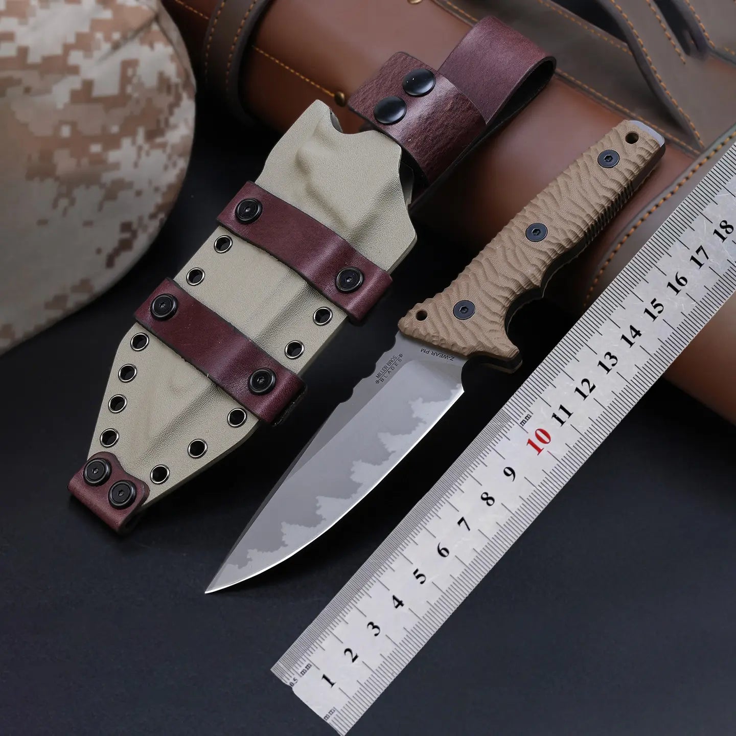 Juggernaut Z-WEAR Steel 8mm Overbuilt Fixed Blade - Tactical Pry-Knife with Hybrid Kydex Sheath