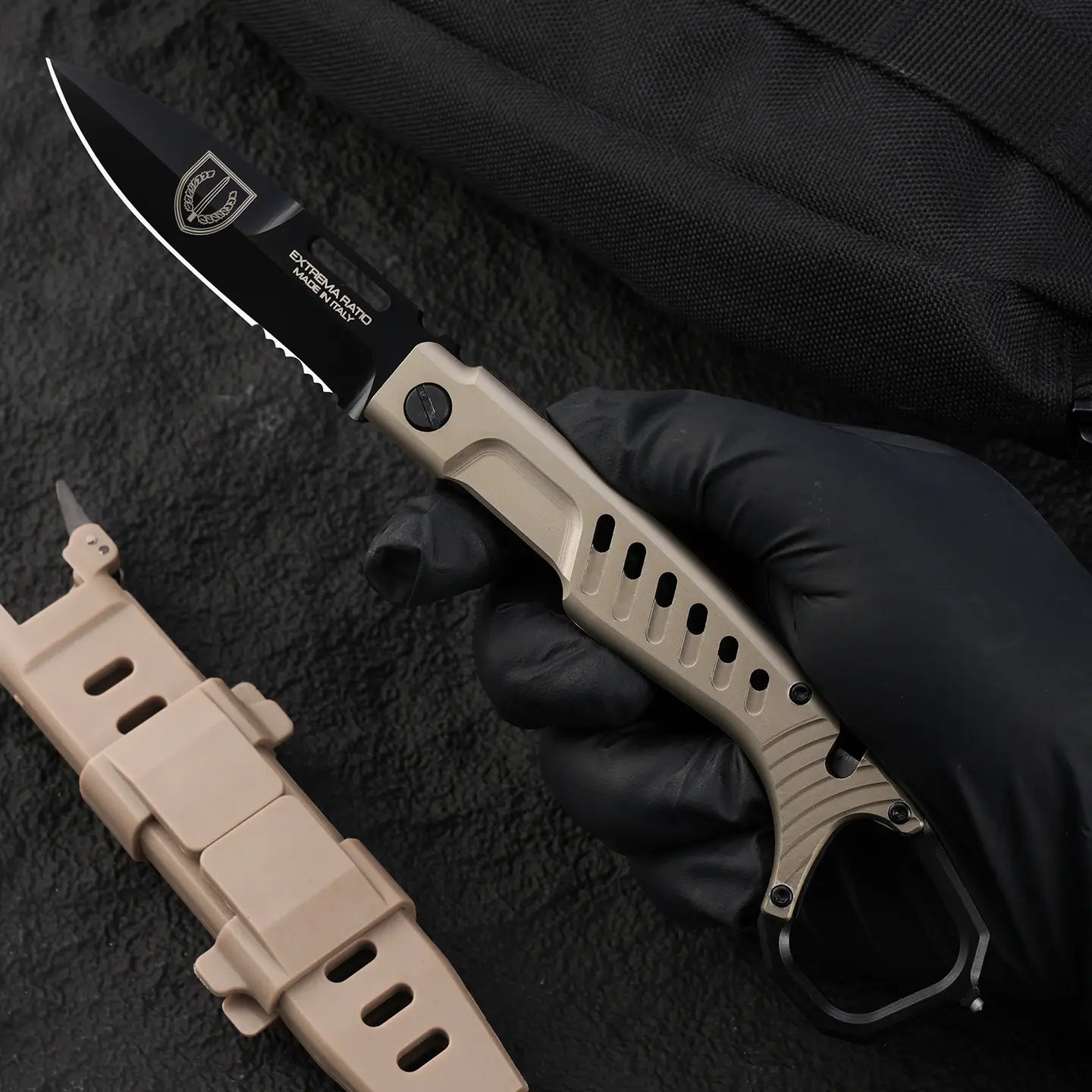 Folding Knife Tactical Knife N690C Steel Finger Ring Design Black Finish EDC Knife First Responder