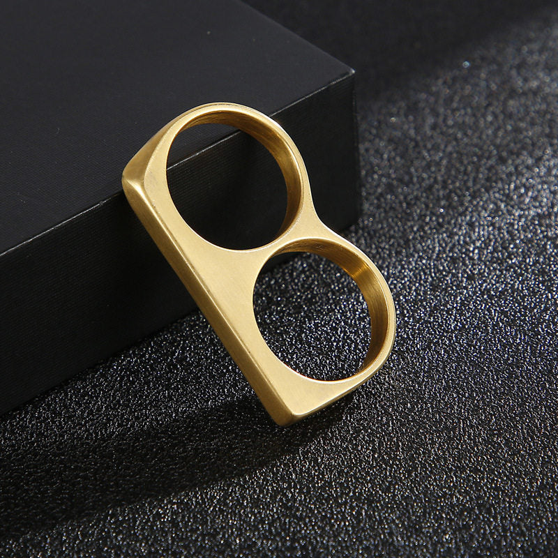 Titanium Steel Double Finger Ring - Minimalist Two-Ring Knuckles EDC Accessory