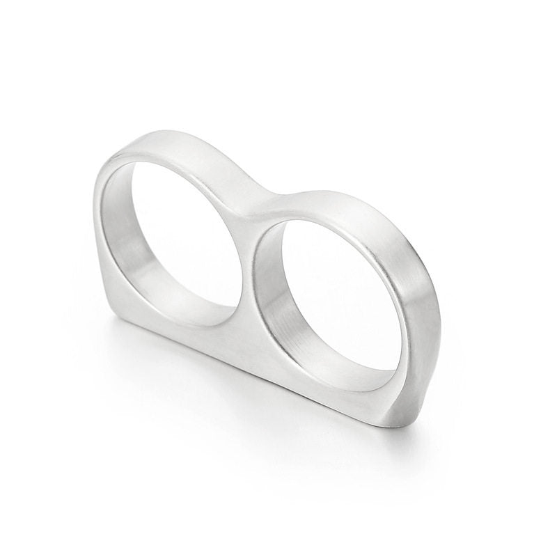 Self Defense Knuckles – Titanium Steel Double Finger Ring Minimalist EDC Jewelry