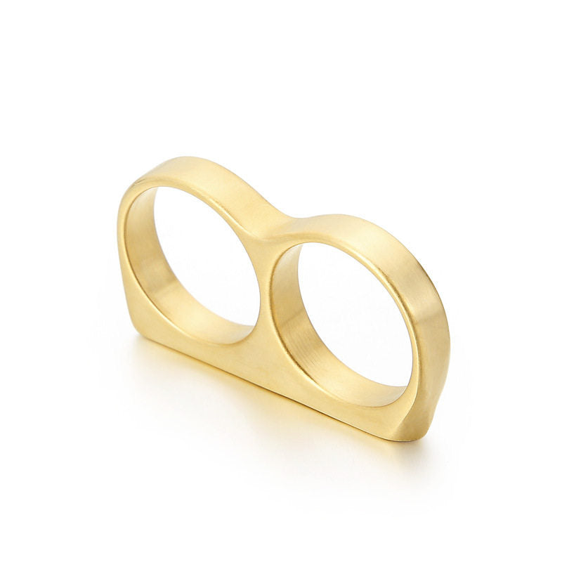 Titanium Steel Double Finger Ring - Minimalist Two-Ring Knuckles EDC Accessory