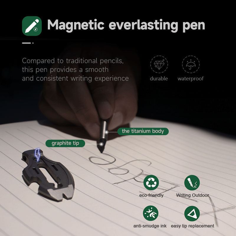 Flounder 1.0 Titanium EDC Pendant - Multi-Tool with Pen & Firestarter