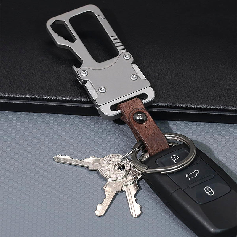 KeyRazor Titanium Carabiner Keychain - Multi-Tool with Hidden Knife, Hex Wrench & Bottle Opener EDC