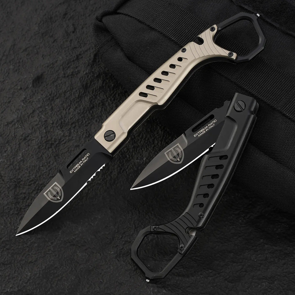 Folding Knife Tactical Knife N690C Steel Finger Ring Design Black Finish EDC Knife First Responder