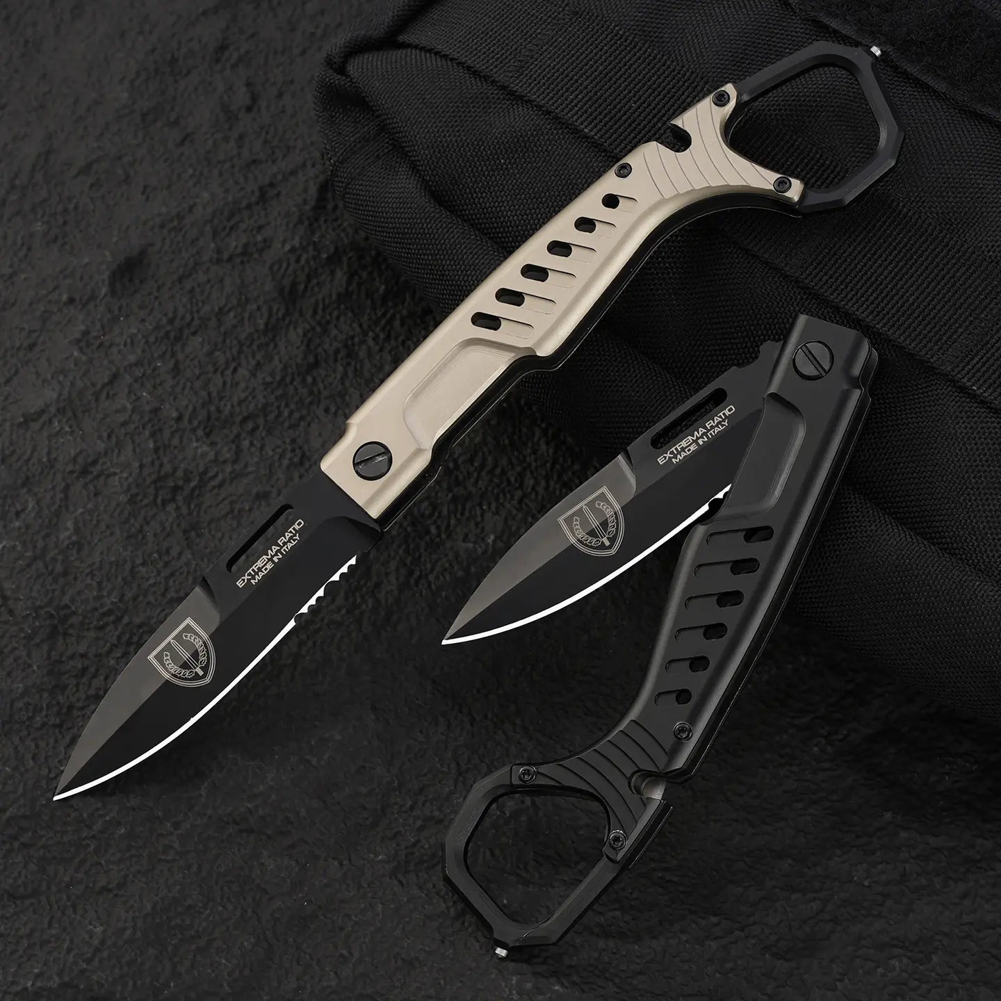 Folding Knife Tactical Knife N690C Steel Finger Ring Design Black Finish EDC Knife First Responder