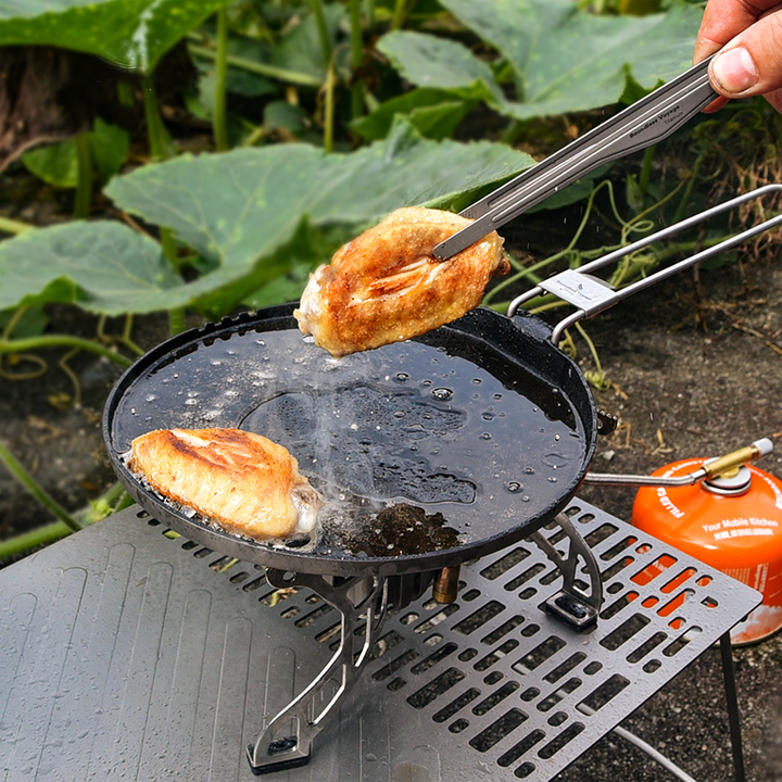 AeroTitan Lightweight Foldable Titanium Skillet | Pure Titanium Camping Pan
