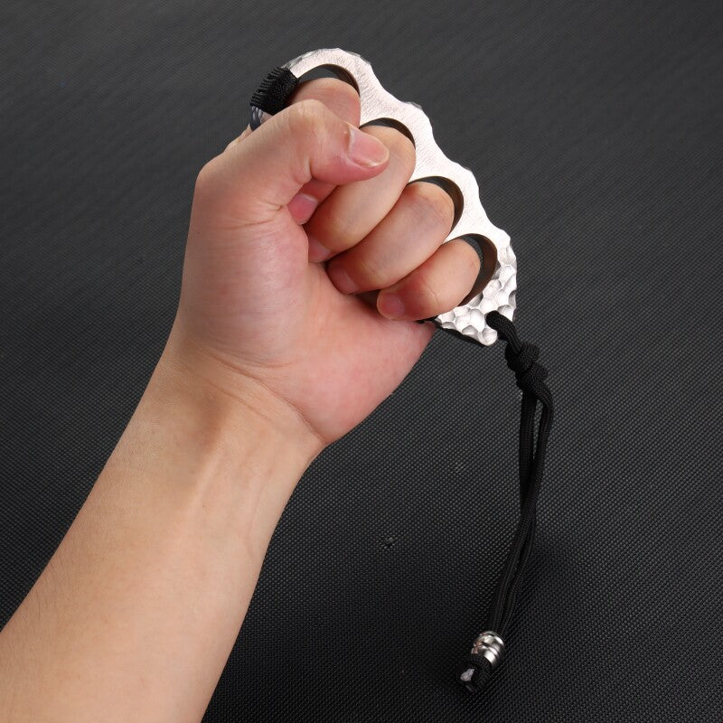 Brass Knuckles Titanium Hand-Hammered Crater CNC One-Piece Self-Defense EDC Knuckle Duster