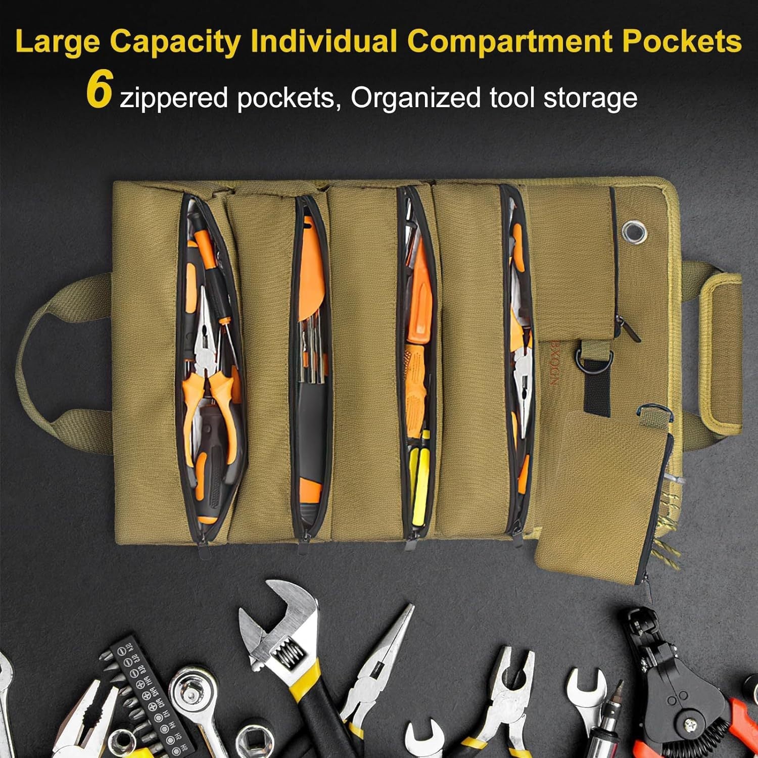 Multi-Functional Roll-Up Tool Organizer - Versatile Storage Bag for Tools & Hardware EDC