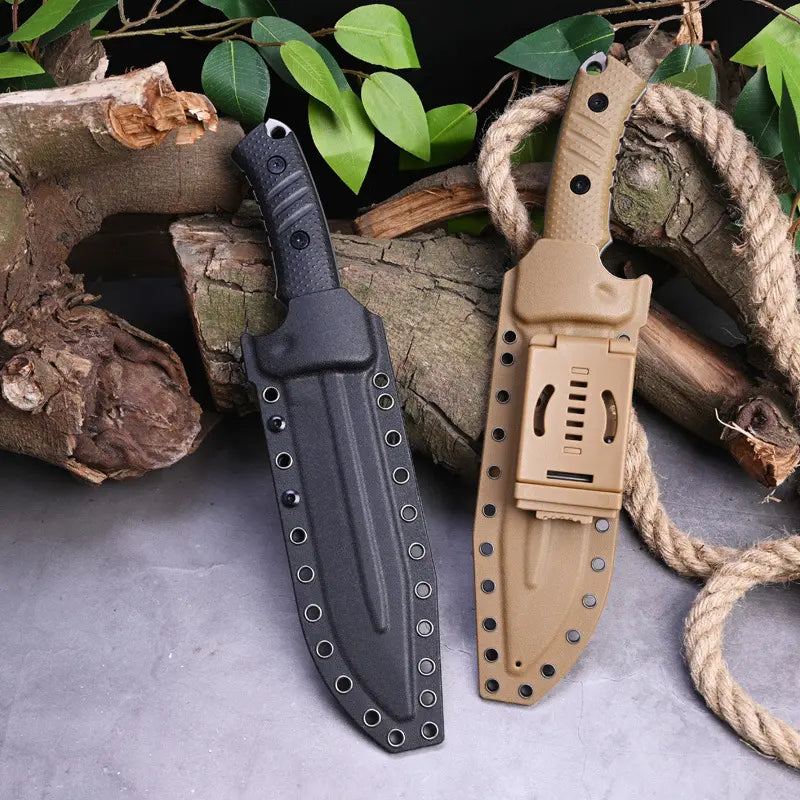 Fixed Blade Knife Stainless Steel Full Tang Stonewash Tactical Sheath Survival Hunting