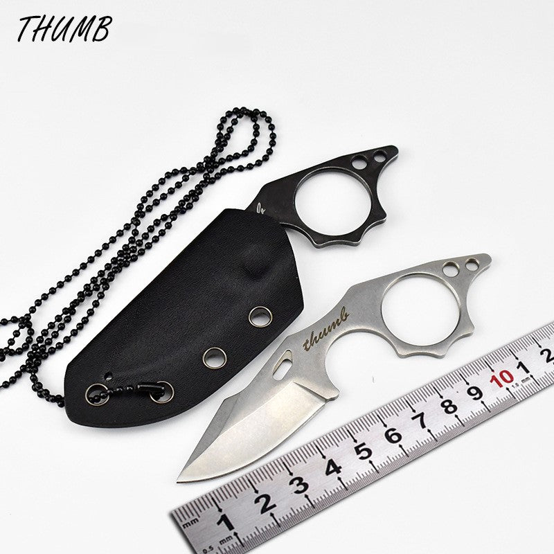 THUMB Mini Fixed Blade Neck Knife - Skeleton Design EDC with Sheath