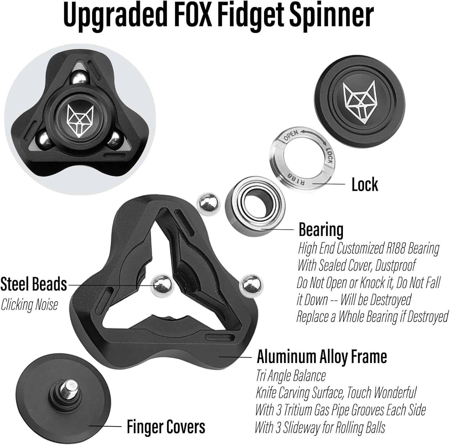 Helix Turbo Metal Fidget Spinner - Torpedo Design with Detachable Parts High Spin EDC