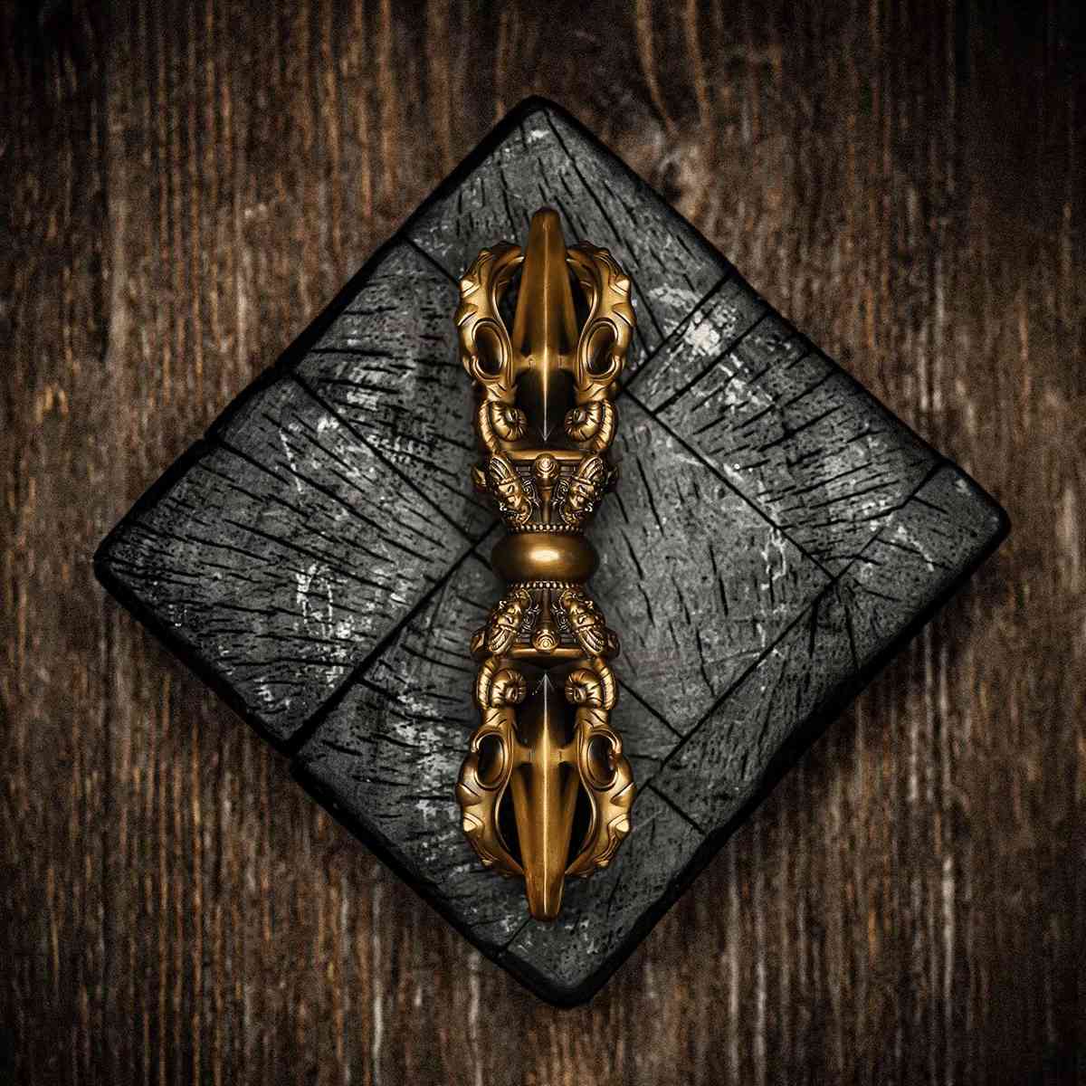 Pala Dynasty Five-Pronged Vajra - Wrathful Padmasambhava Bronze Replica