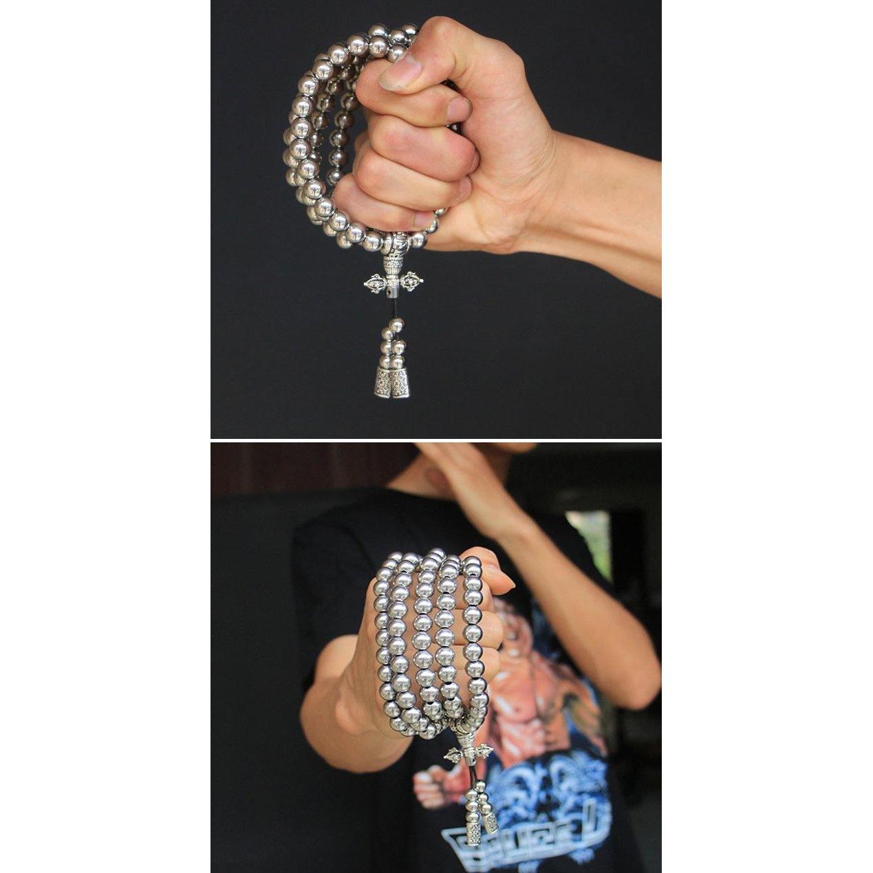 Full Stainless Steel Buddism Mala Self Defense Necklace EDC Defense Tool