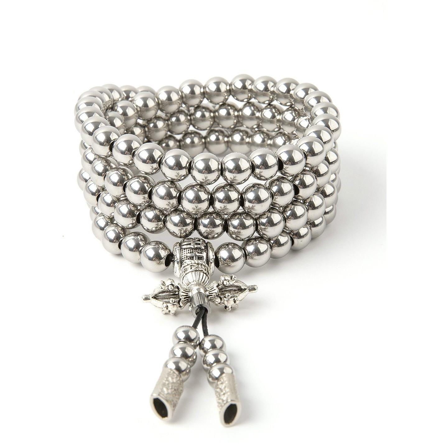 Full Stainless Steel Buddism Mala Self Defense Necklace EDC Defense Tool