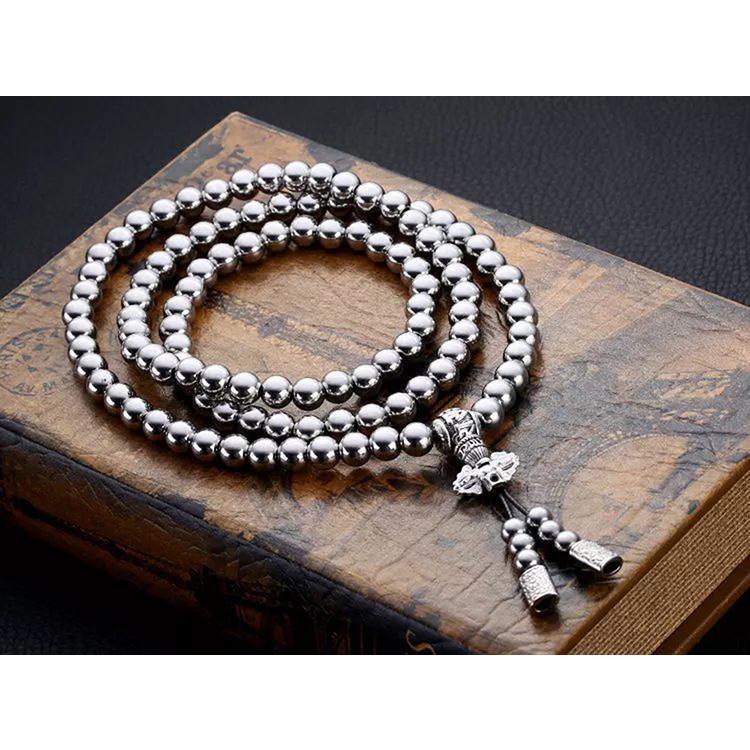 Full Stainless Steel Buddism Mala Self Defense Necklace EDC Defense Tool
