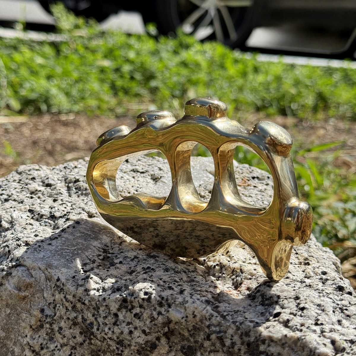 Brass Knuckles Knuckle Duster Solid Brass - Heavy-Duty 4-Finger Gold Self-Defense EDC 618g