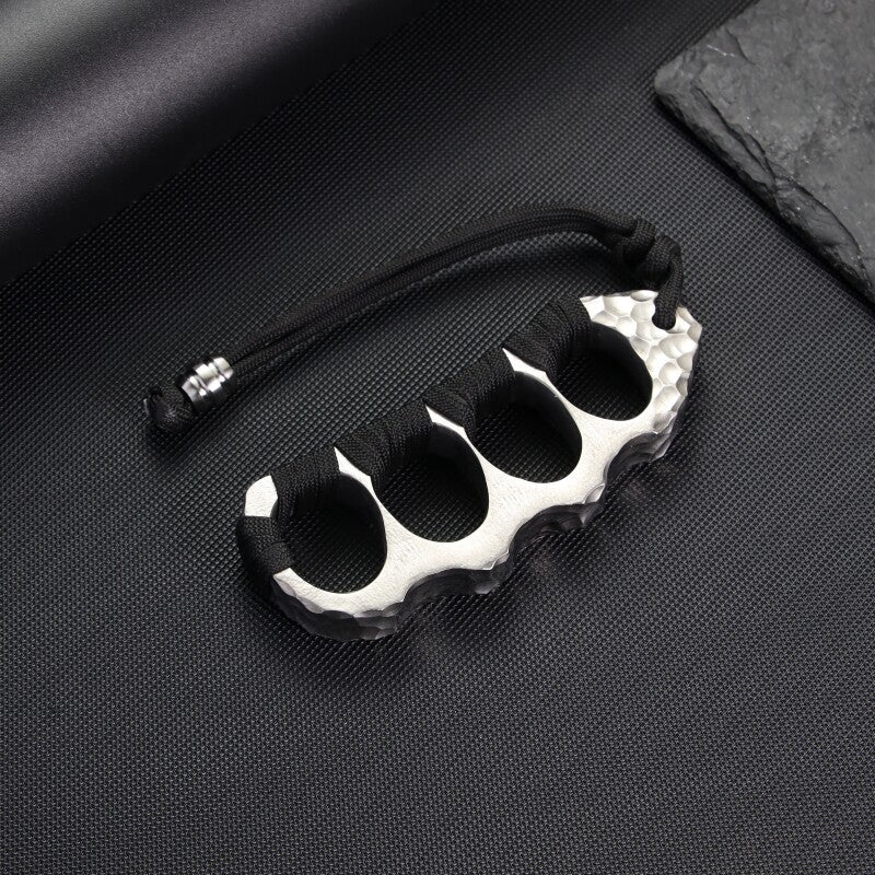 Brass Knuckles Titanium Hand-Hammered Crater CNC One-Piece Self-Defense EDC Knuckle Duster