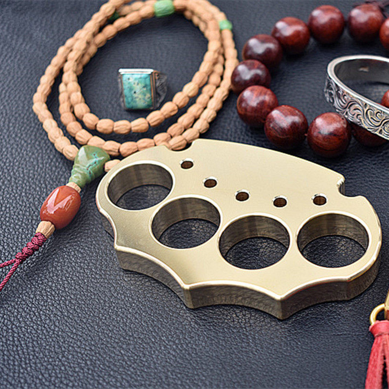 Brass Knuckles CNC Engraved 4 Finger Heavy Duty Self-Defense EDC Knuckle Duster 440g