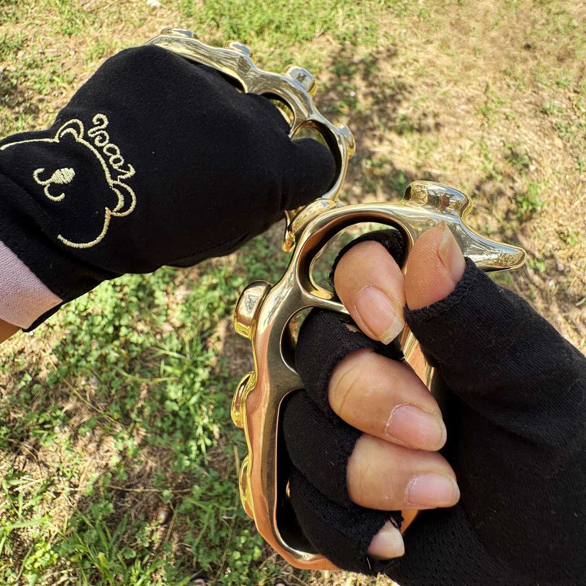 Brass Knuckles Knuckle Duster Solid Brass - Heavy-Duty 4-Finger Gold Self-Defense EDC 618g