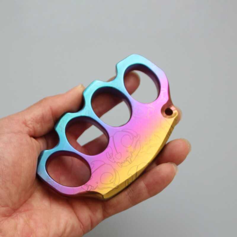 Titanium Knuckles Duster – CNC Machined Rainbow Anodized EDC Hand Rest