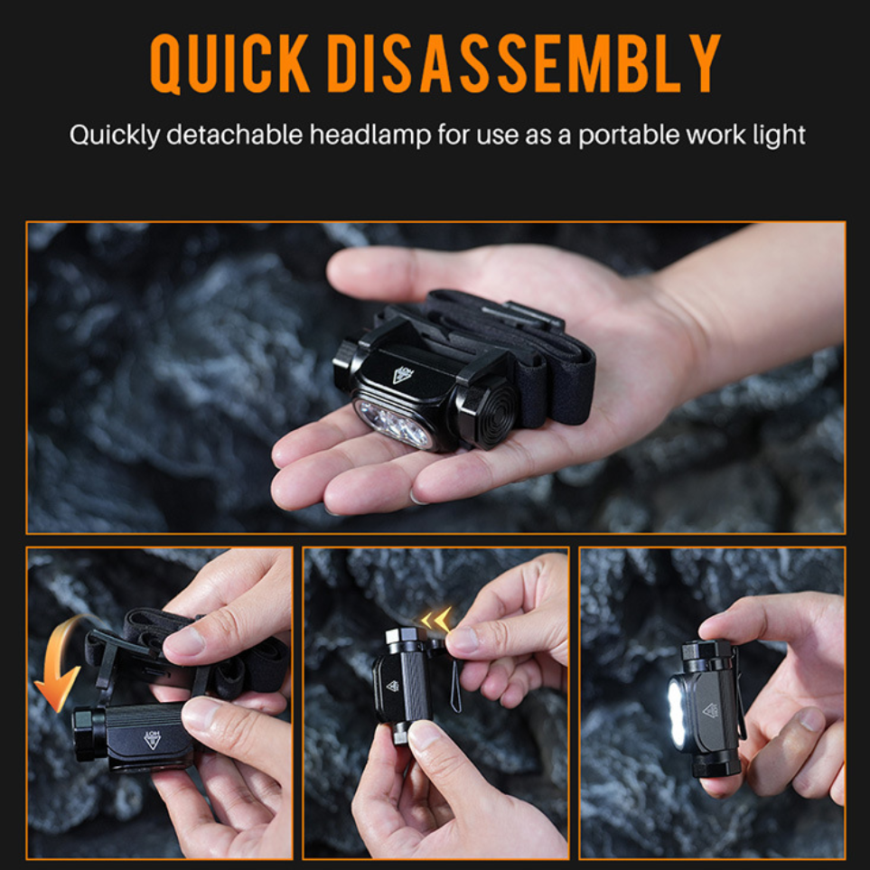 UltraBright 1150 Lumen Rechargeable Headlamp - 6 Modes, IP68 Waterproof, Magnetic EDC Flashlight