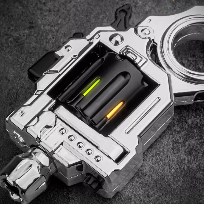 Pocket Flash Alloy Revolver Toy Gun - LED Light Metal EDC Fidget with Soft Darts