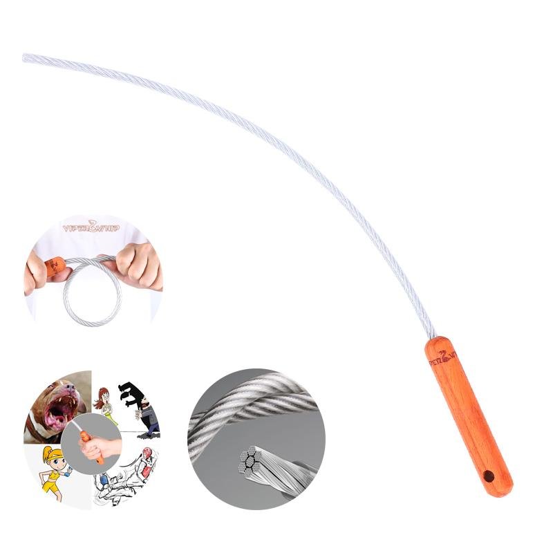 60cm Tactical Self Defense Whip - Wooden Handle Steel Cable