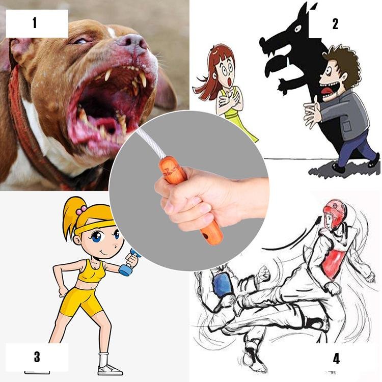 60cm Tactical Self Defense Whip - Wooden Handle Steel Cable