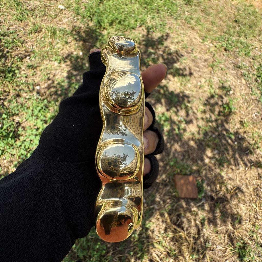 Brass Knuckles Knuckle Duster Solid Brass - Heavy-Duty 4-Finger Gold Self-Defense EDC 618g