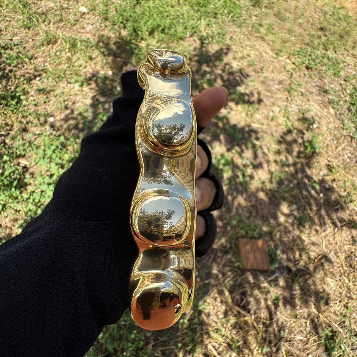 Brass Knuckles Knuckle Duster Solid Brass - Heavy-Duty 4-Finger Gold Self-Defense EDC 618g