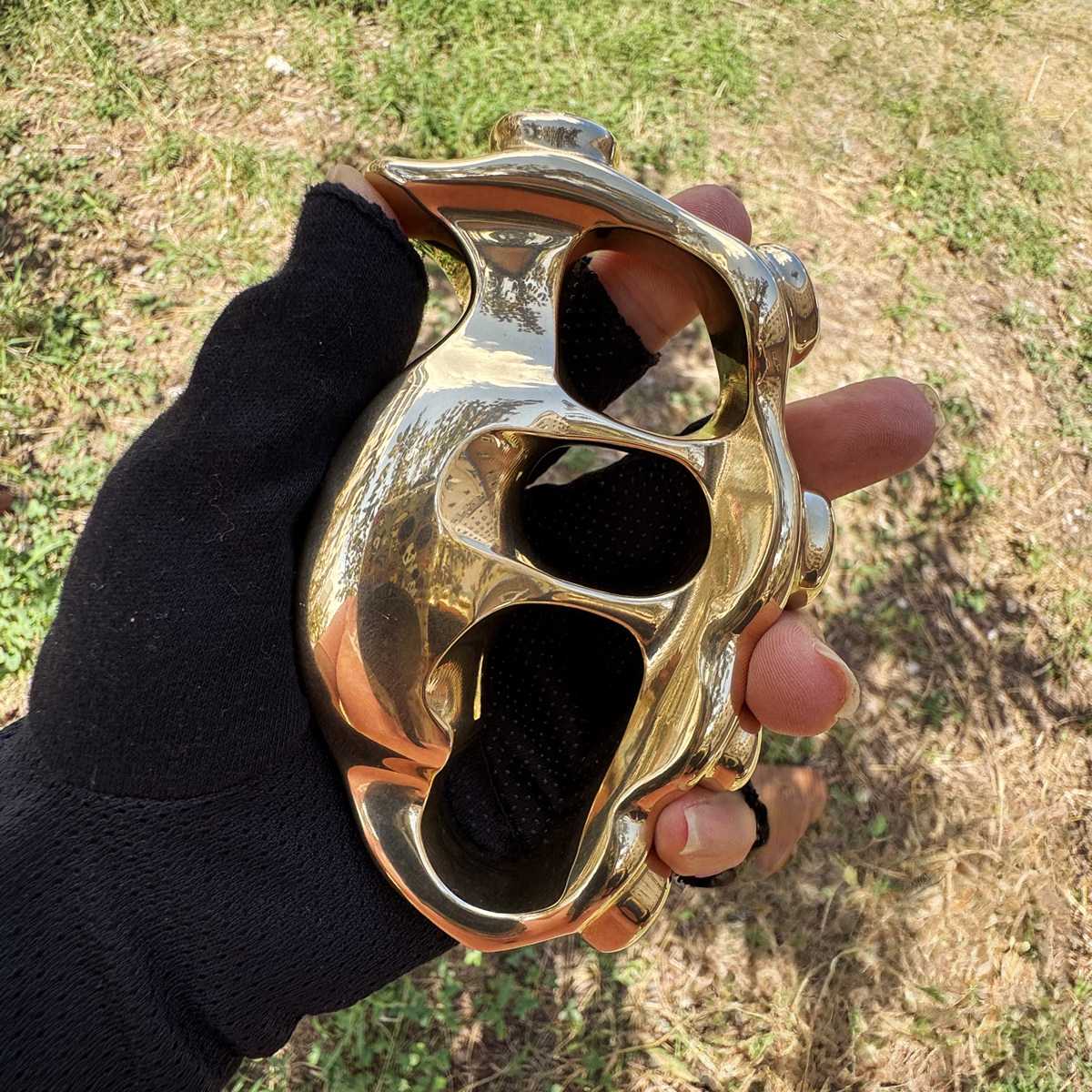 Brass Knuckles Knuckle Duster Solid Brass - Heavy-Duty 4-Finger Gold Self-Defense EDC 618g